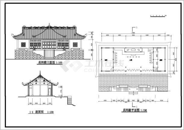 某地寺庙古的全套建筑设计方案详图-图二