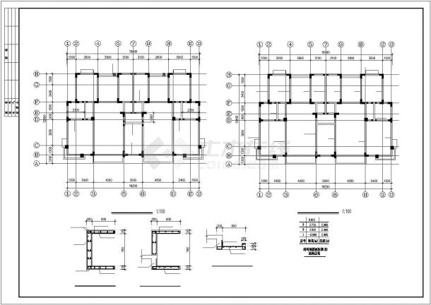 三层异形框架柱结构住宅楼设计图-图一