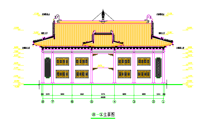 某地大型洗心禅寺天王殿的建筑施工图_图1
