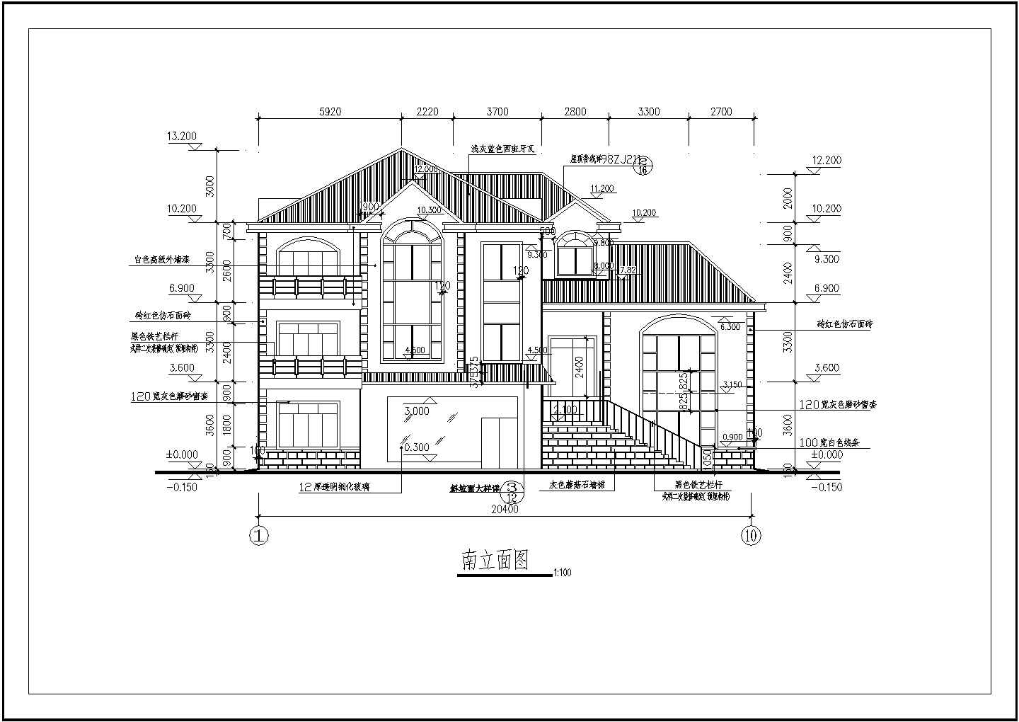 某城市一套别墅施工设计CAD图纸