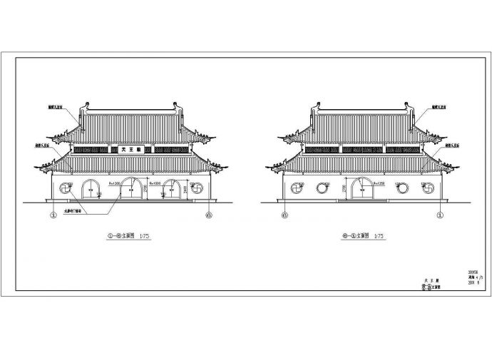 某地大型天王殿的详细建筑设计施工图_图1