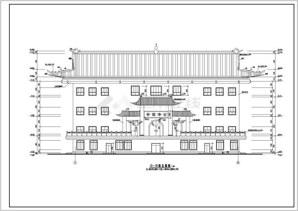 某地大型静音寺的建筑设计施工详图-图二