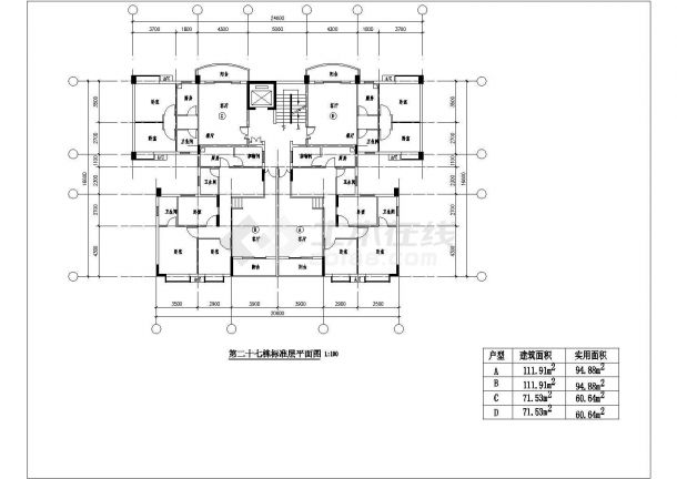 某城市柏涛雅苑住宅建筑设计CAD图纸-图二