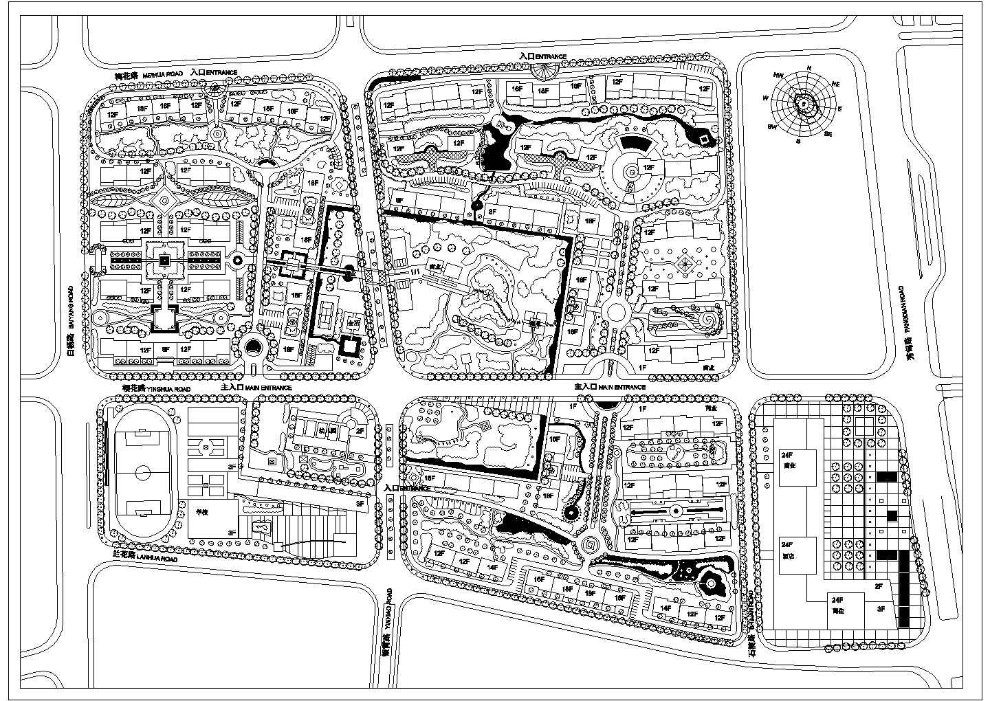 【上海】某地多层住宅区建筑规划图