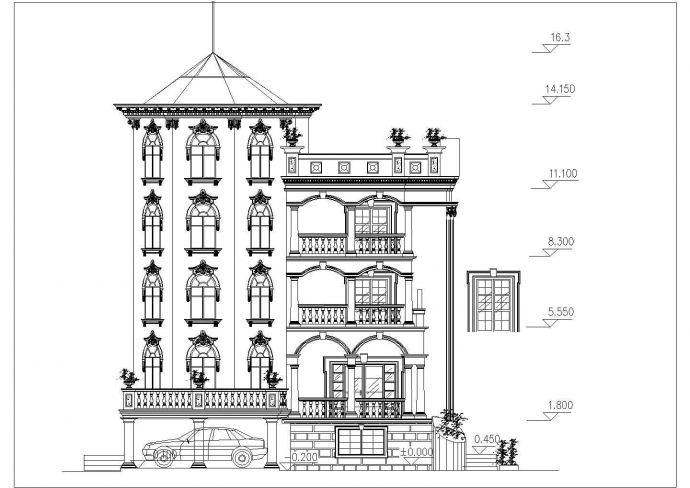 一套经典别墅建筑施工CAD参考详图_图1