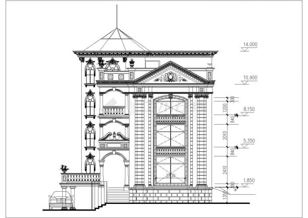 一套经典别墅建筑施工CAD参考详图-图二