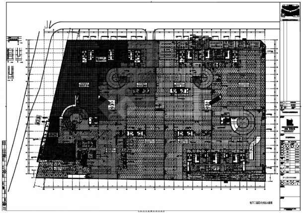 义乌世贸中心裙房 地下室及人防-建施地下二层防火分区CAD图-图一