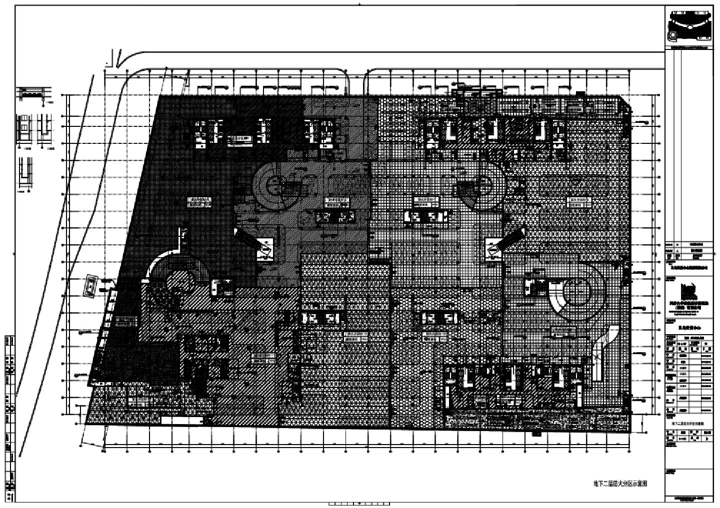 义乌世贸中心裙房 地下室及人防-建施地下二层防火分区CAD图