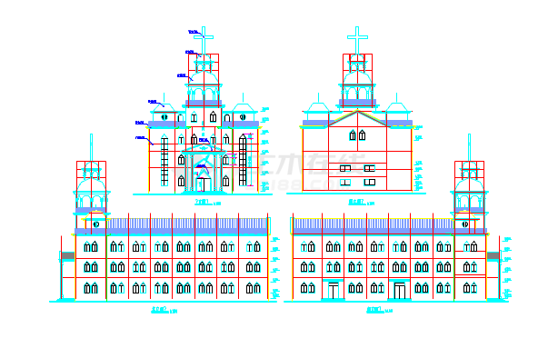 某地三层大教堂的详细建筑设计施工图-图一