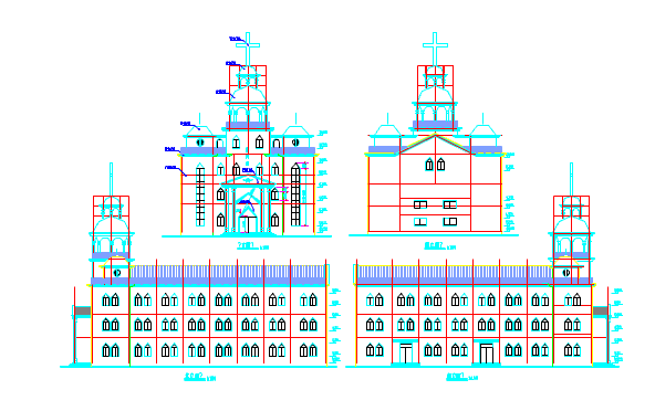 某地三层大教堂的详细建筑设计施工图_图1