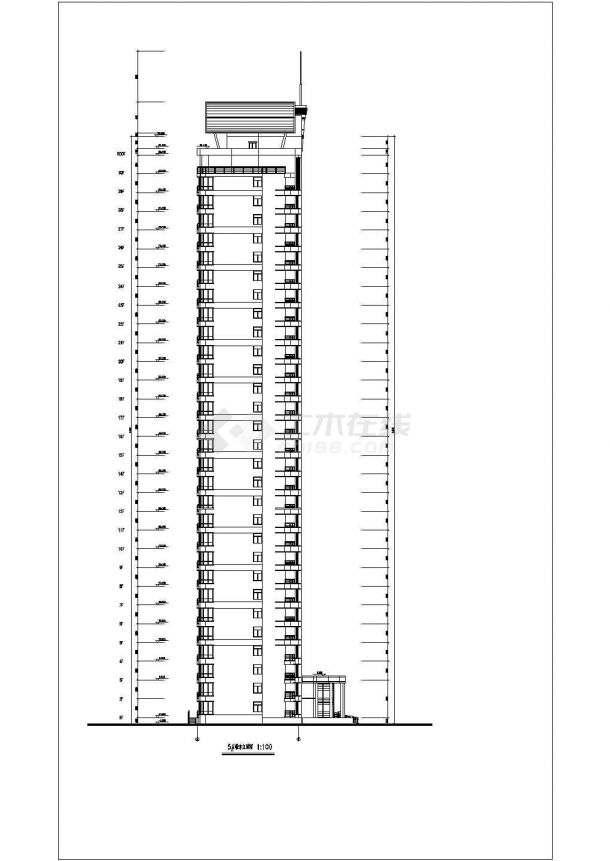 某30层一楼梯2电梯每层2户高档大户型住宅楼建筑设计图（长29.7米 宽16.2米 ）-图一