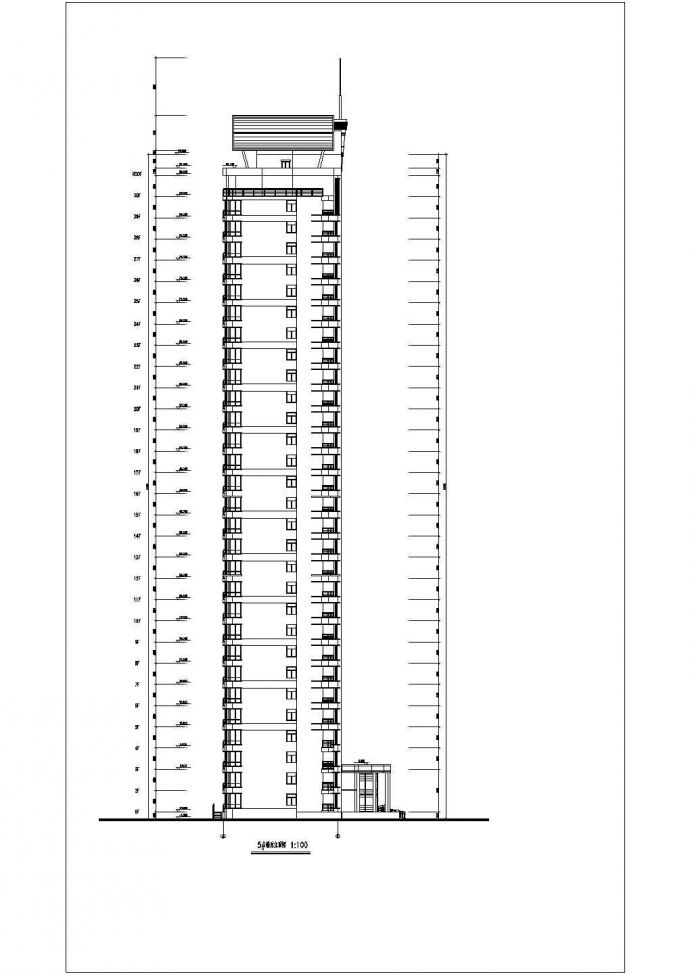 某30层一楼梯2电梯每层2户高档大户型住宅楼建筑设计图（长29.7米 宽16.2米 ）_图1