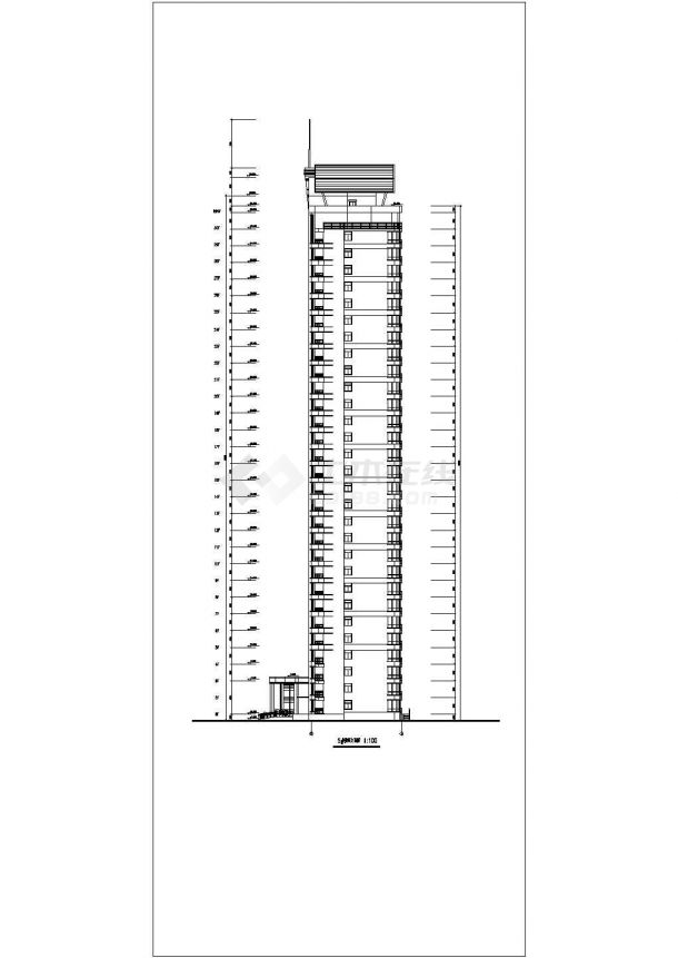 某30层一楼梯2电梯每层2户高档大户型住宅楼建筑设计图（长29.7米 宽16.2米 ）-图二