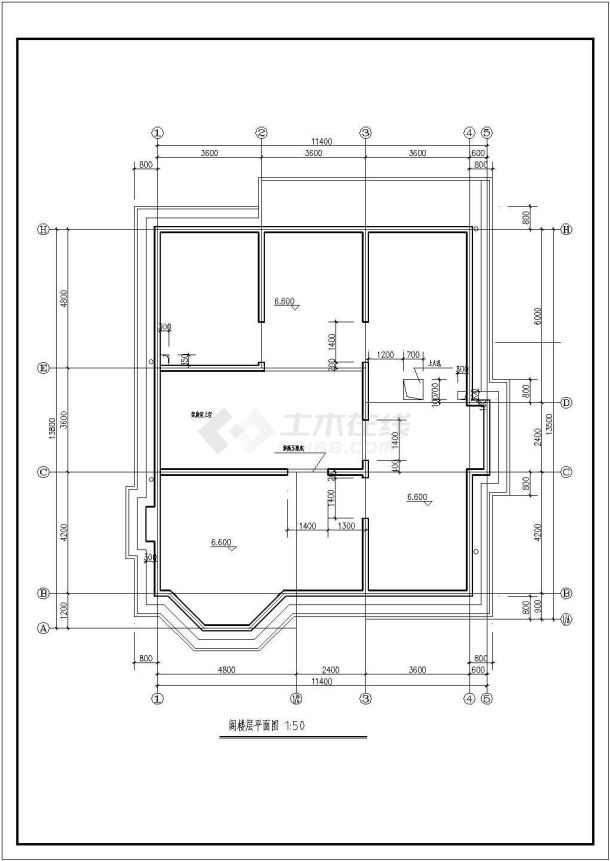 某城区豪华别墅建筑施工设计CAD平面布置图-图一