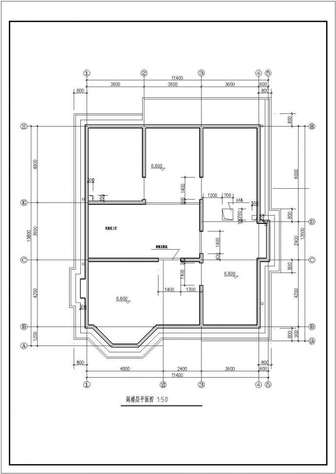 某城区豪华别墅建筑施工设计CAD平面布置图_图1