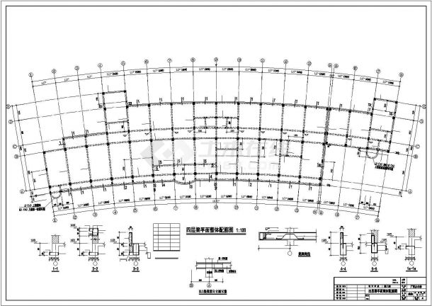 某公司弧形办公楼建筑结构图纸-图二