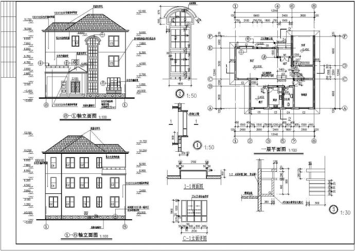 某户型别墅建筑细节图_图1