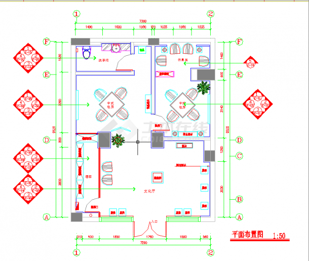 精品中式红酒铺装修施工图（含效果图）-图二