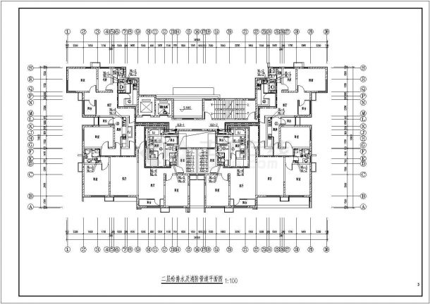 天津某小区给排水CAD布置图-图二