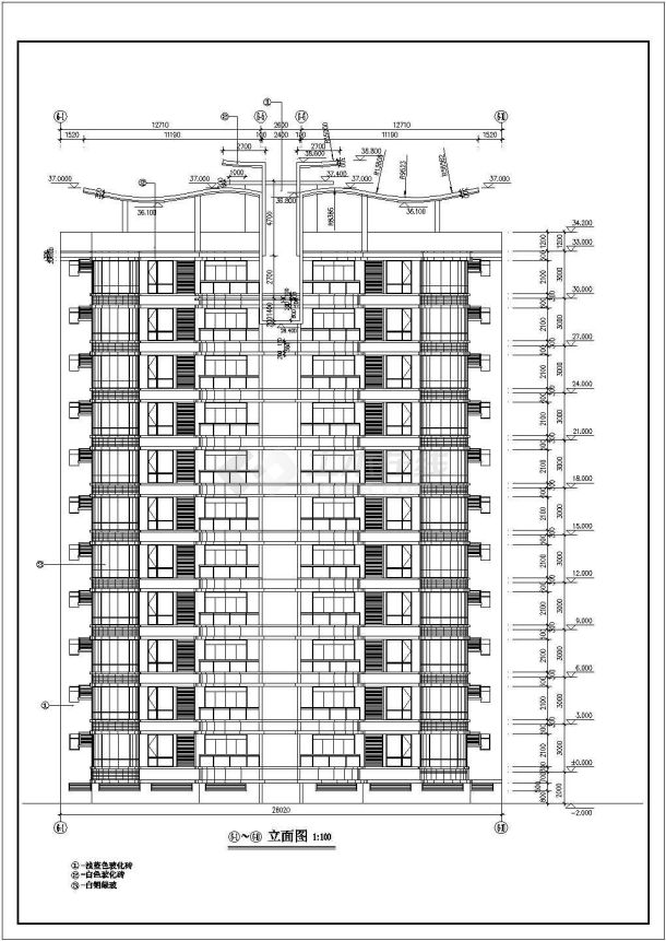 某11层1楼梯1电梯住宅楼建筑设计图（长约28.2米+宽11.18米）-图二