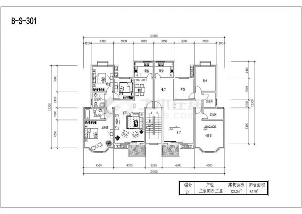 某地多层砖混户型建筑设计平面方案-图一