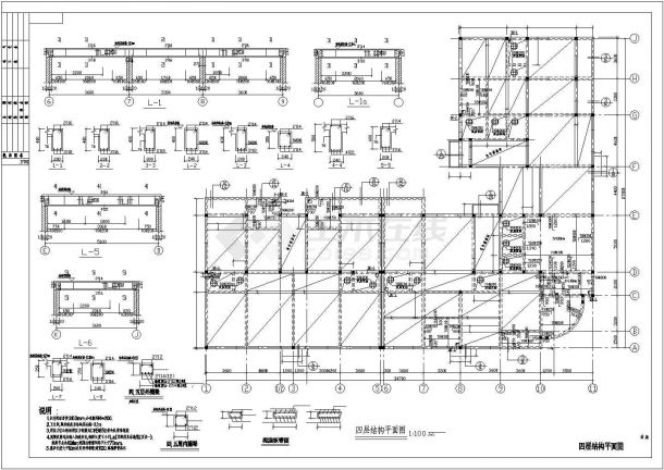 某2层底框建筑结构施工CAD平面布置参考图-图一