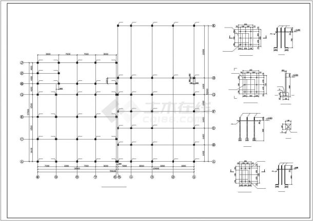 一钢框架汽车展厅CAD方案图-图一