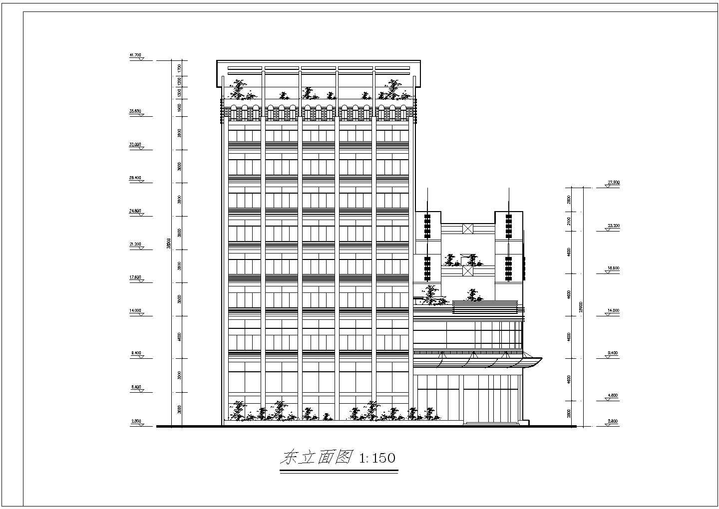 某风云大酒店建筑施工设计CAD图