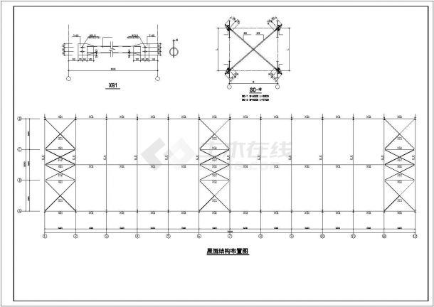 [湖北]钢结构厂房结构设计图（二层18米跨带夹层）-图一