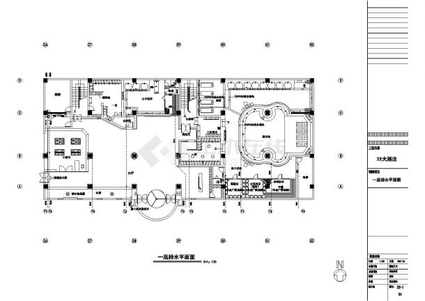 大酒店桑拿中心给排水规划CAD参考图-图二