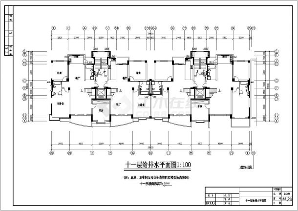 多层住宅给排水平面图-图二