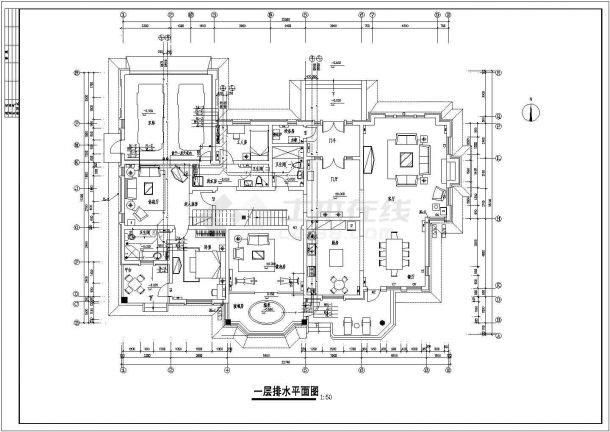 天津某别墅的给排水设计施工图-图二