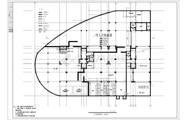 某区地下室人防建筑设计全套CAD参考图-图二