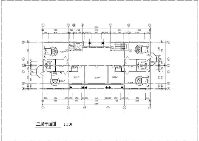 某地一套大型联体别墅建筑施工图_图1