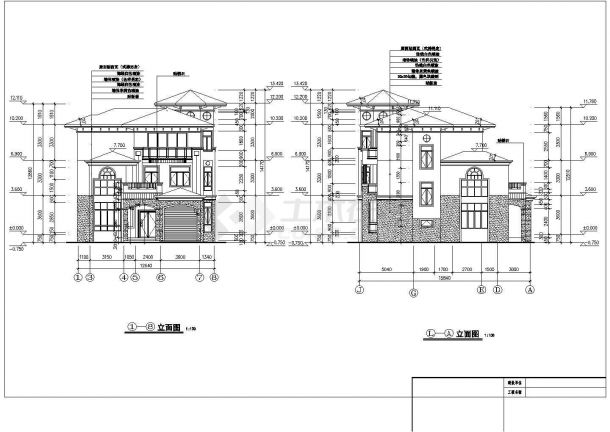 某C型别墅建筑设计CAD图-图二