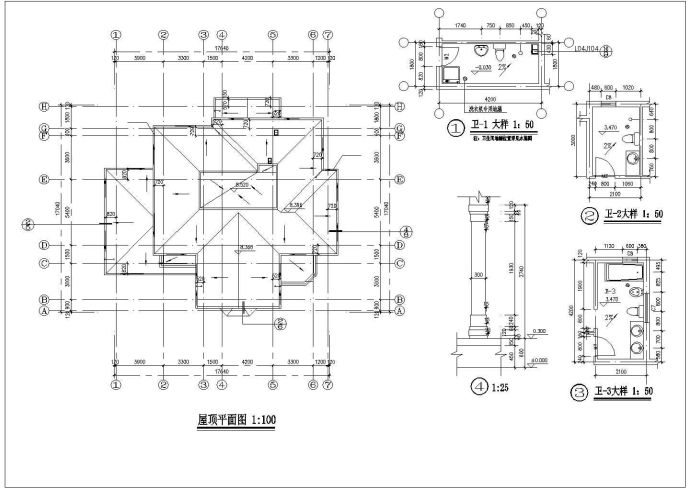 某地小型别墅建筑施工图（共4张）_图1