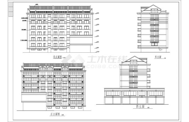 6层商住楼建筑CAD示意图-图一