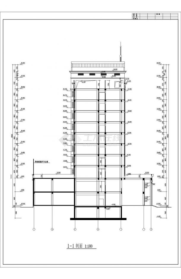 某区多层银行大楼建筑施工设计套CAD参考图-图二