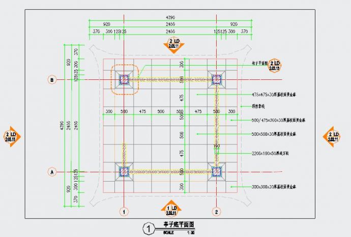 混凝土中式亭及亭子内木结构详图_图1