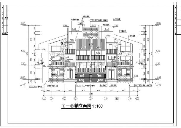 332平米3层联排别墅建筑设计CAD施工图-图一