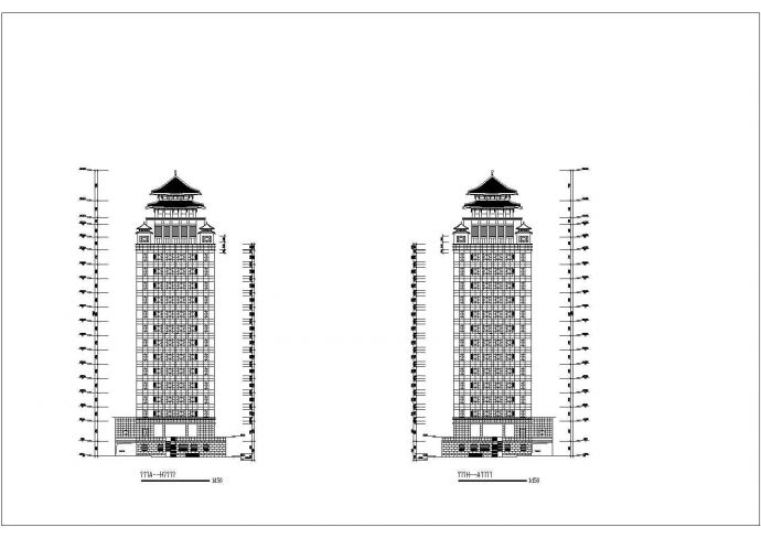 某地区大型双子塔综合大楼施工图纸_图1