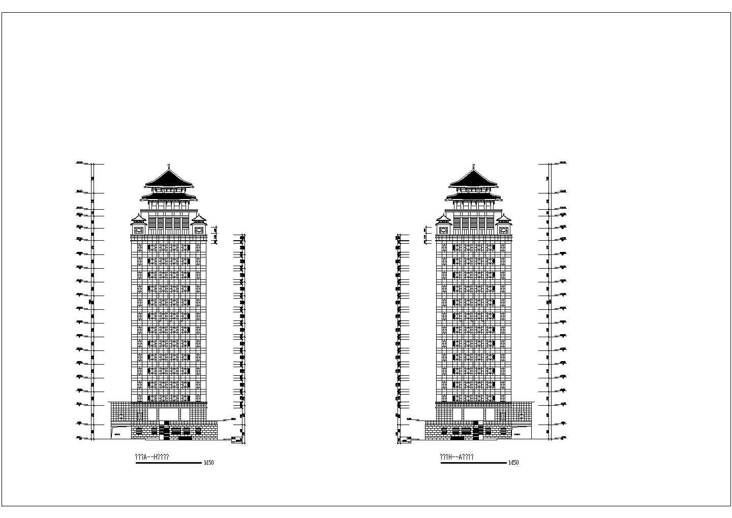 某地区大型双子塔综合大楼施工图纸