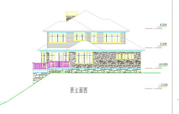 坡地独栋别墅方案设计CAD图纸-图二