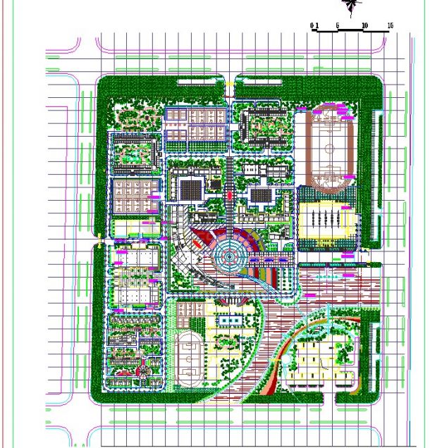 某某学校绿化平面图CAD图纸-图二