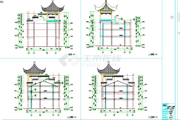 某区域多栋仿古商业建筑cad方案图-图二