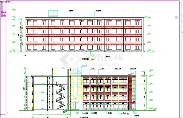 多层框剪结构某小学校施工设计图纸-图一