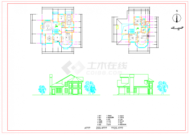 14套别墅方案图CAD图纸-图二