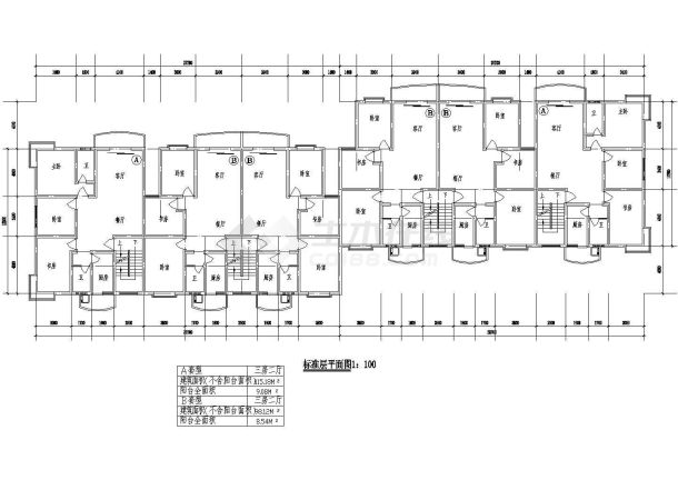 某地小区户型详细建筑设计施工平面图-图二