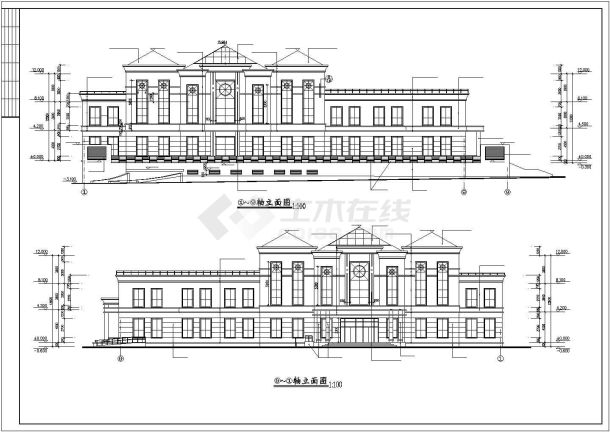 某地小区豪华会所建筑设计施工详图-图一