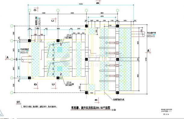 粗格栅提升泵房工艺图纸CAD-图一